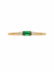Anillo de Oro Amarillo 18K con Esmeralda Baguette Central y Dos Brillantes Laterales