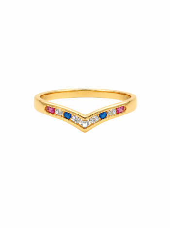 Anillo de Oro Amarillo 18K con Circones Multicolor