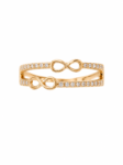 Anillo Infinito de Oro Amarillo 14K con Doble Fila de Circones