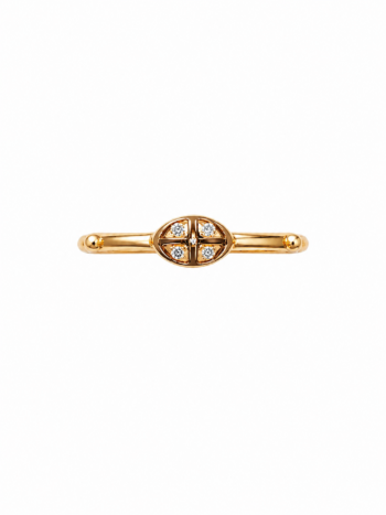 Anillo Denario de Oro Amarillo 18K con Circones