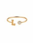 Anillo de Oro Amarillo con Inicial y Circón o Brillante