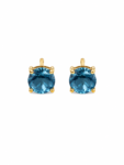 Aretes Punto de Luz en Oro Amarillo 18K con Circón Azul