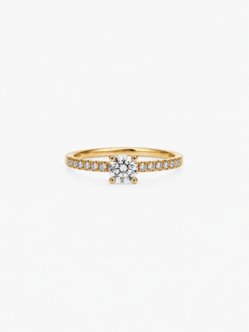 Anillo compromiso Reina Imperial en oro amarillo 18 kts con Brillantes 0,30ct (central) y 0,15 en los laterales