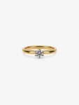 Anillo compromiso Clásico en oro amarillo y blanco 18kts con circón central