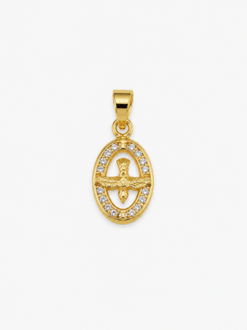 Dije Holy Spirit con circones en oro amarillo 18kts