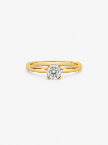 Anillo compromiso tradicional con circón en oro amarillo 18kts