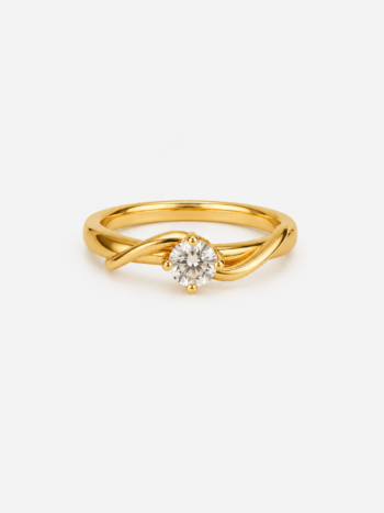 Anillo compromiso Tu & Yo en oro amarillo 18kts con Brillante 0,20ct